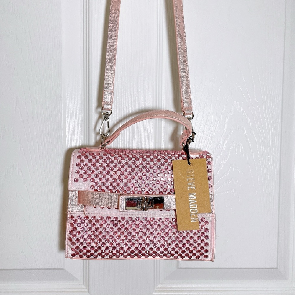 Steve Madden barbie pink bejeweled crossbody bedazzled bag